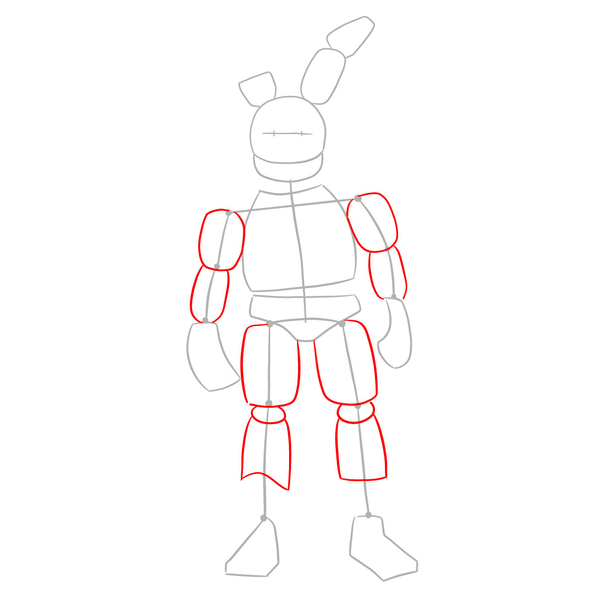 How to draw Springtrap from FNAF 3 - step 03