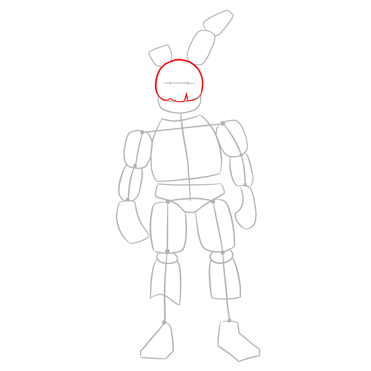 How to draw Springtrap from FNAF 3 - step 04