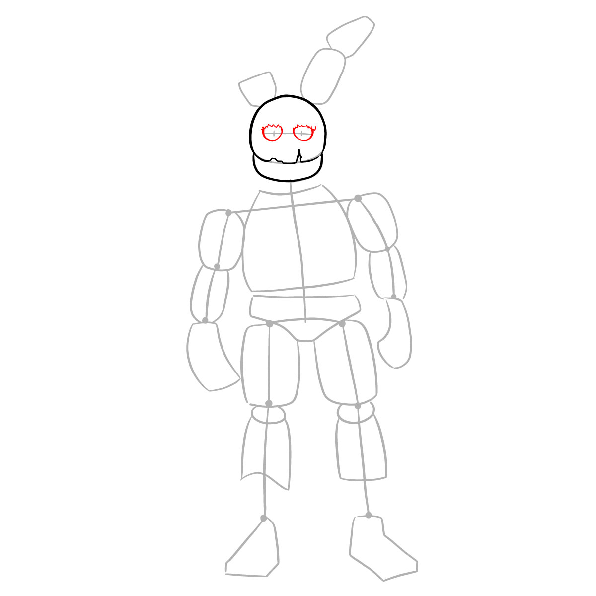 How to draw Springtrap from FNAF 3 - step 06