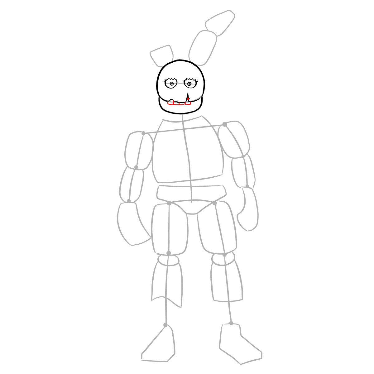 How to draw Springtrap from FNAF 3 - step 08