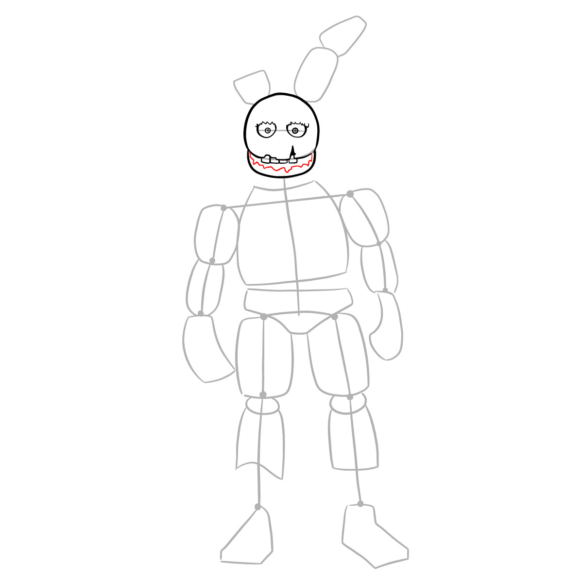How to draw Springtrap from FNAF 3 - step 09