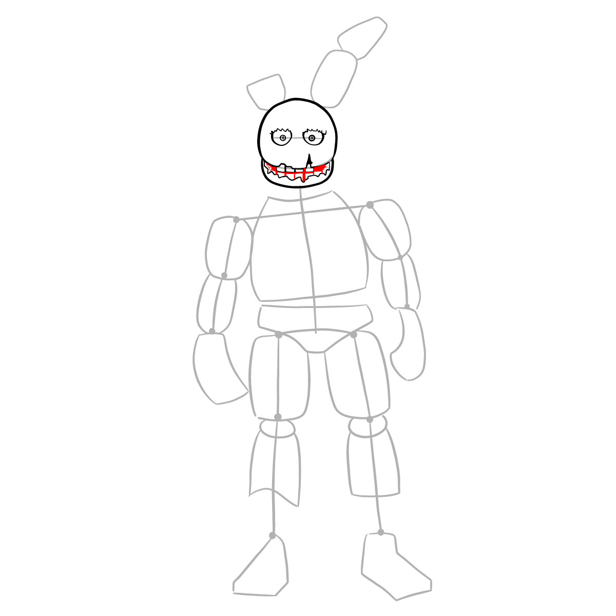 How to draw Springtrap from FNAF 3 - step 10