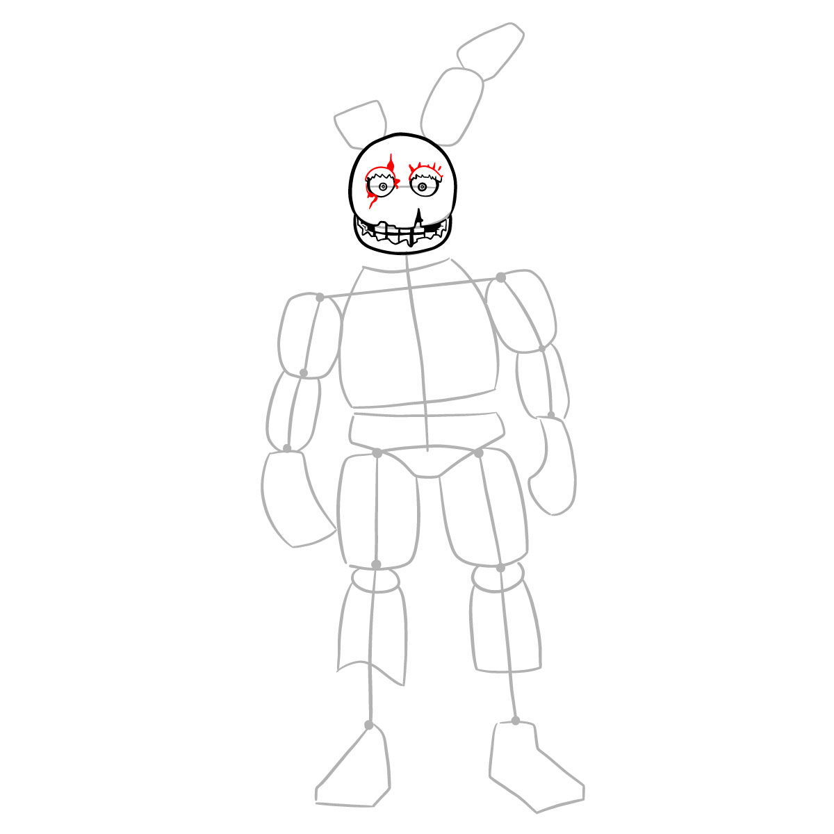 How to draw Springtrap from FNAF 3 - step 11