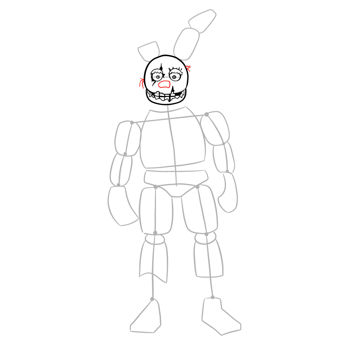 How to draw Springtrap from FNAF 3 - step 12