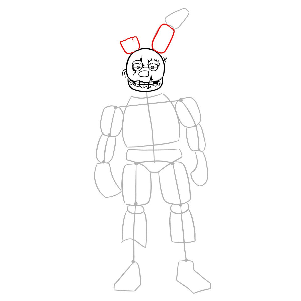 How to draw Springtrap from FNAF 3 - step 13