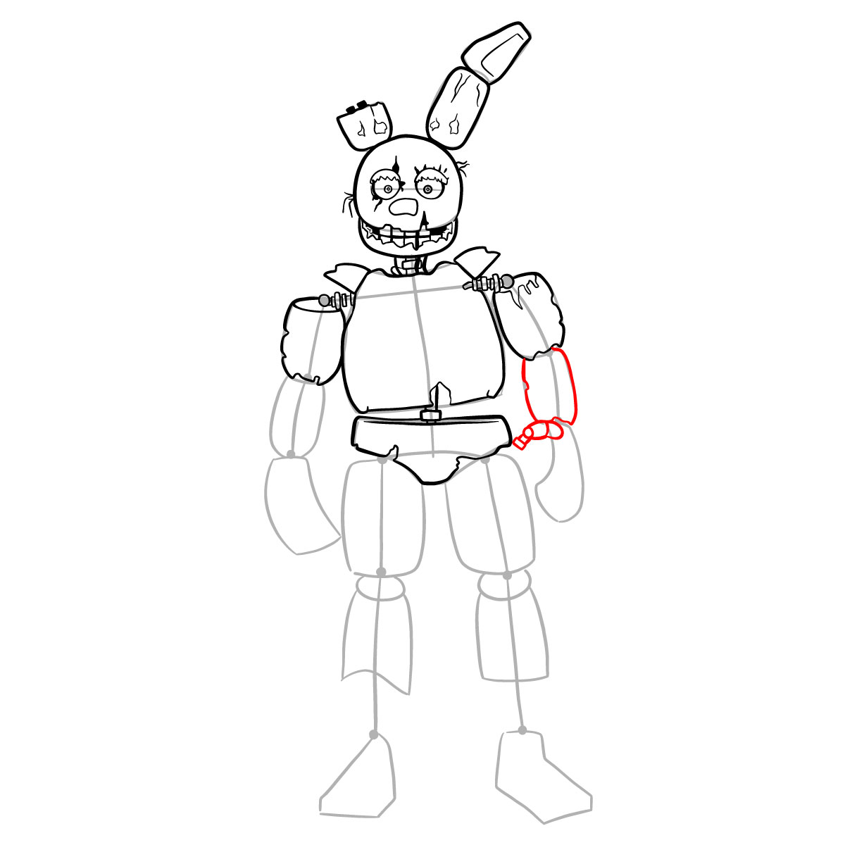 How to draw Springtrap from FNAF 3 - step 22