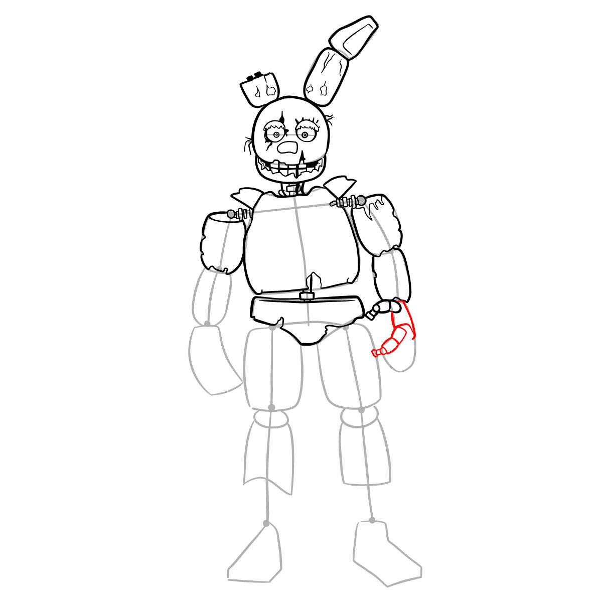 How to draw Springtrap from FNAF 3 - step 23