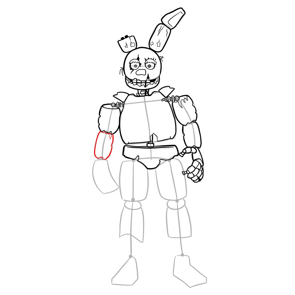 How to draw Springtrap from FNAF 3 - step 25