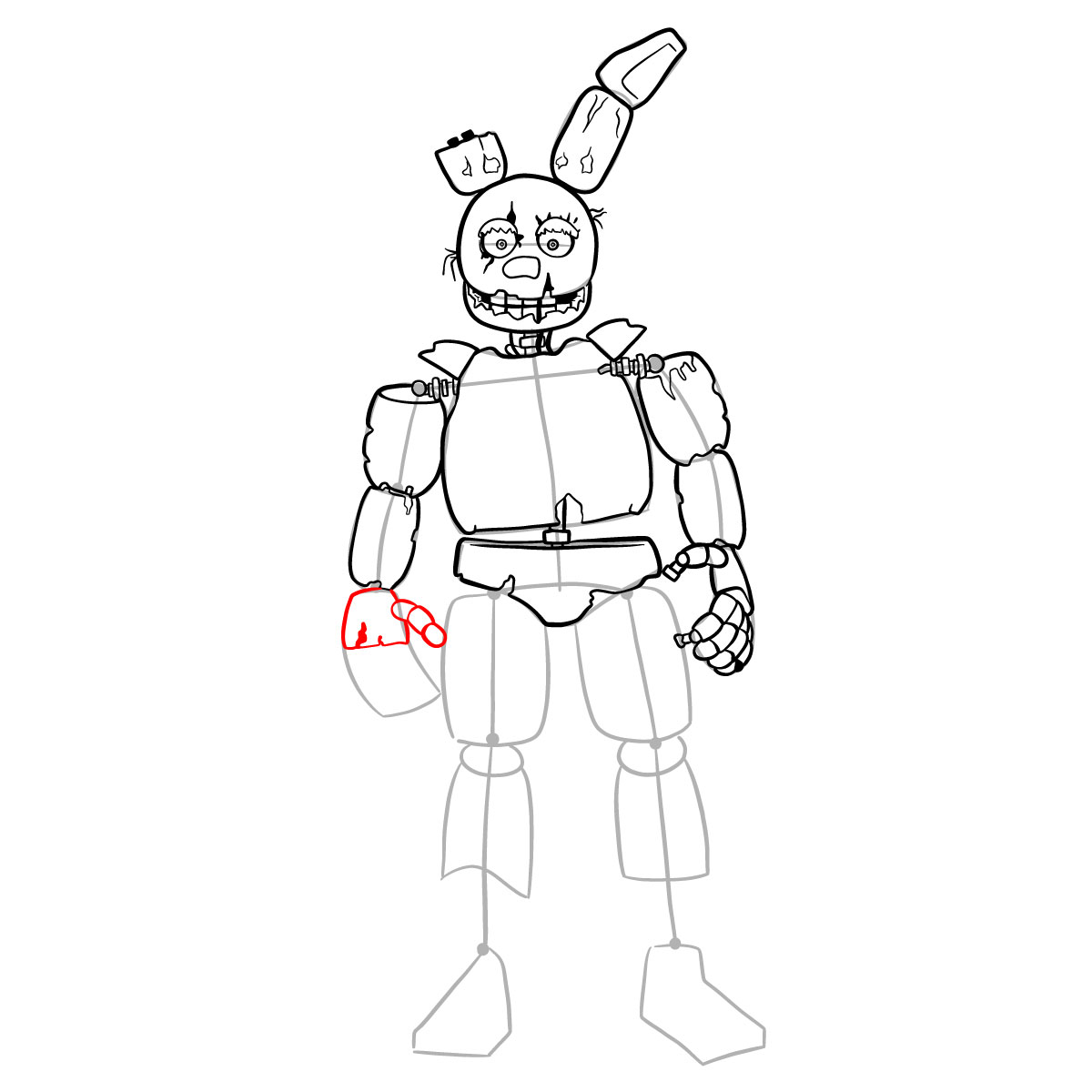How to draw Springtrap from FNAF 3 - step 26