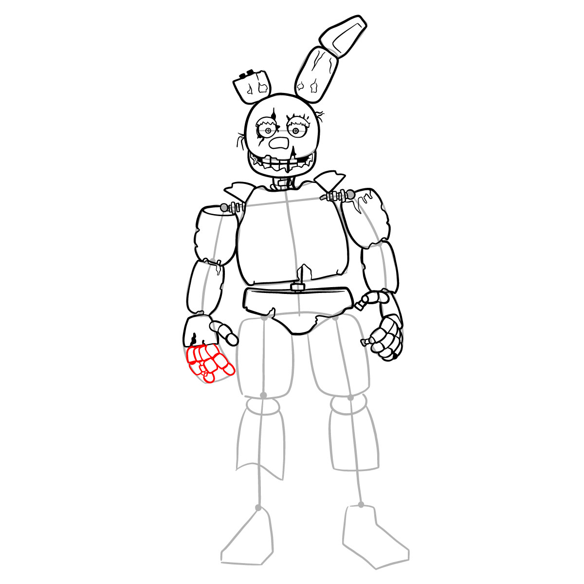 How to draw Springtrap from FNAF 3 - step 27