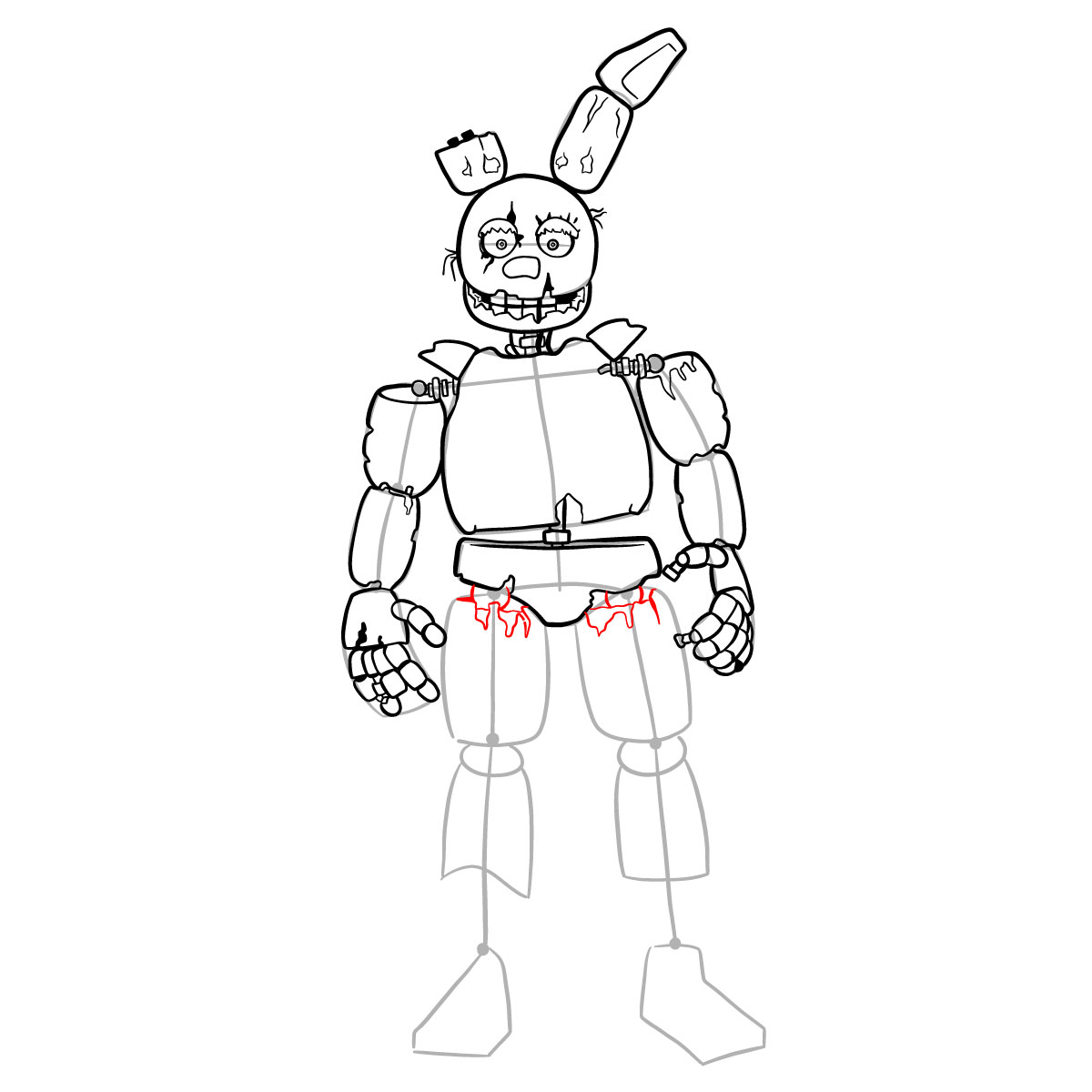 How to draw Springtrap from FNAF 3 - step 28