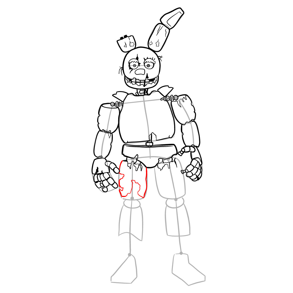 How to draw Springtrap from FNAF 3 - step 29