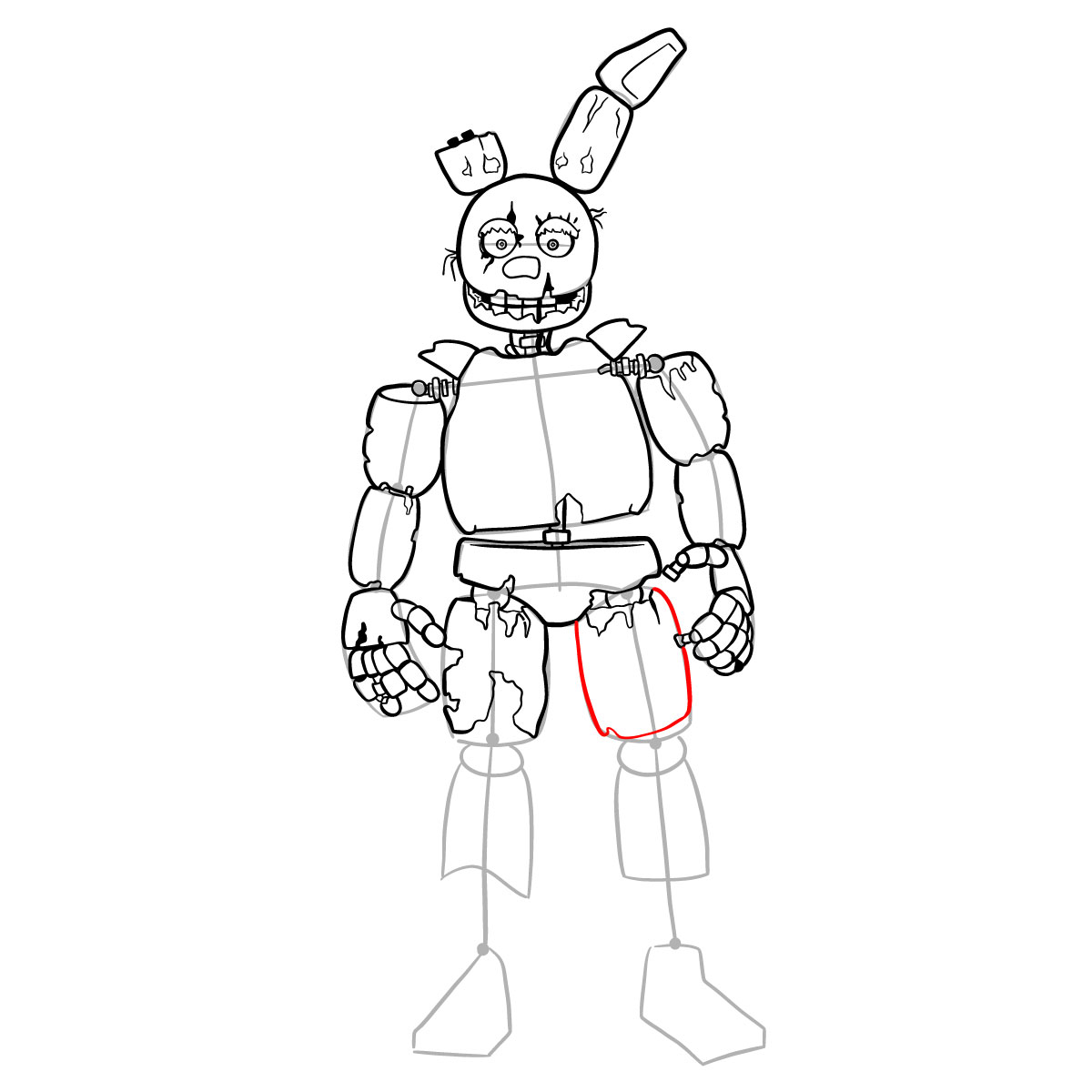 How to draw Springtrap from FNAF 3 - step 30