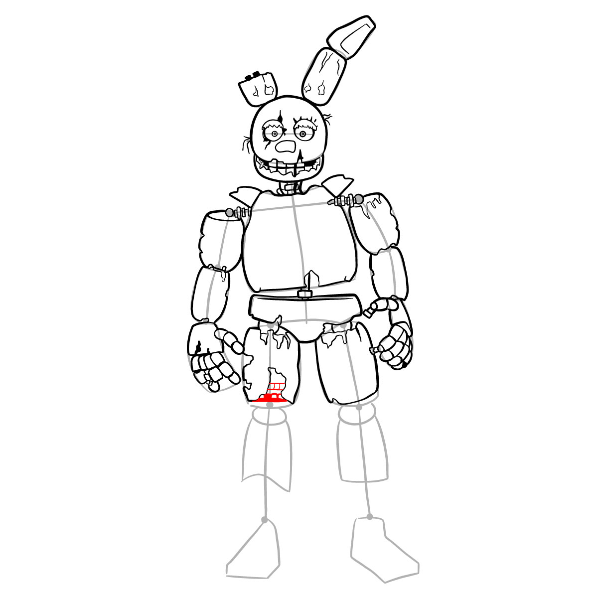 How to draw Springtrap from FNAF 3 - step 31