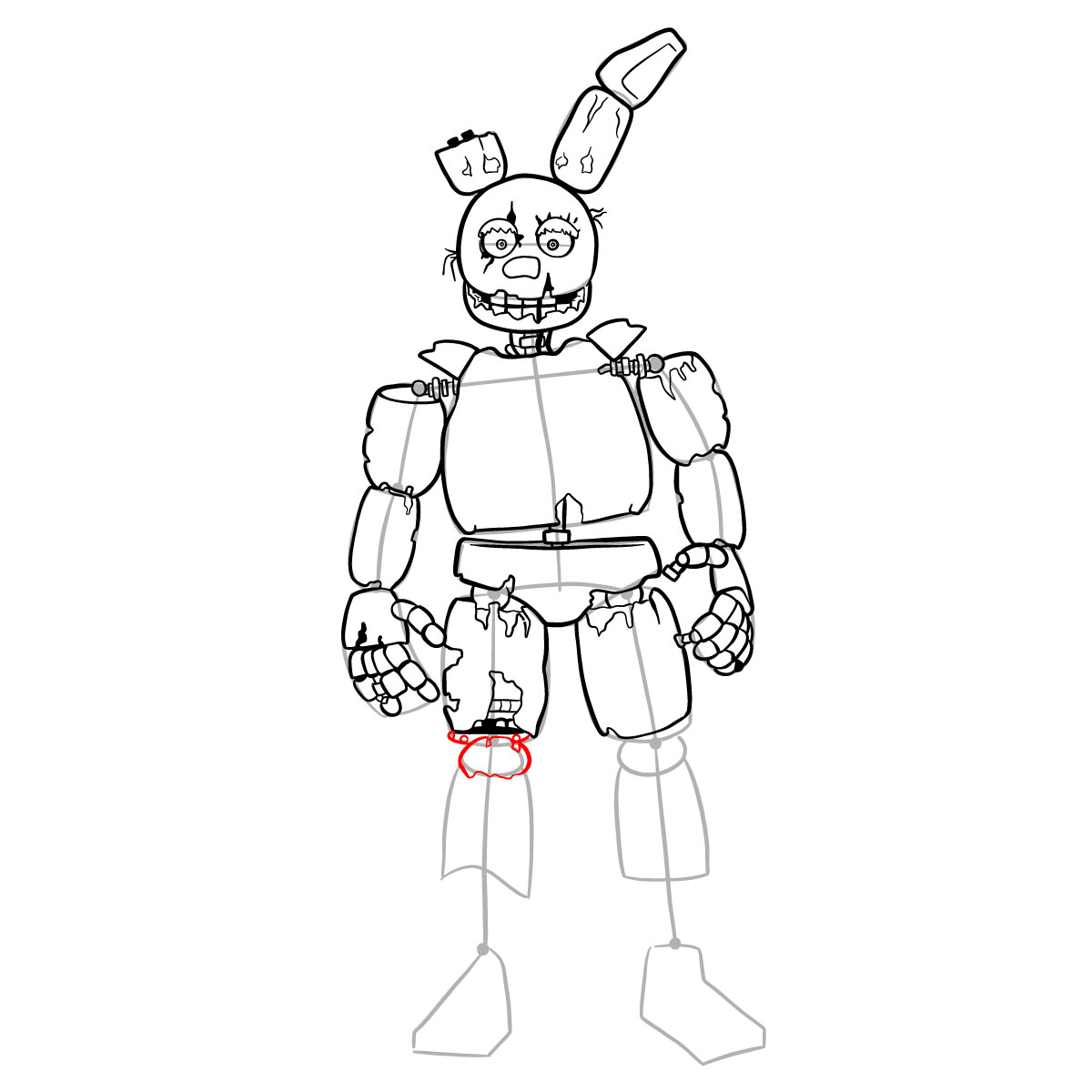 How to draw Springtrap from FNAF 3 - step 32
