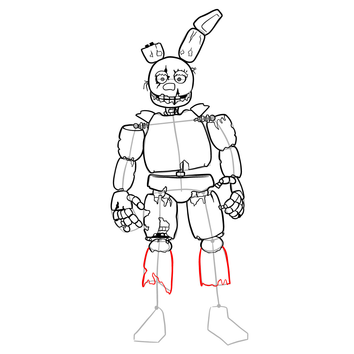 How to draw Springtrap from FNAF 3 - step 34
