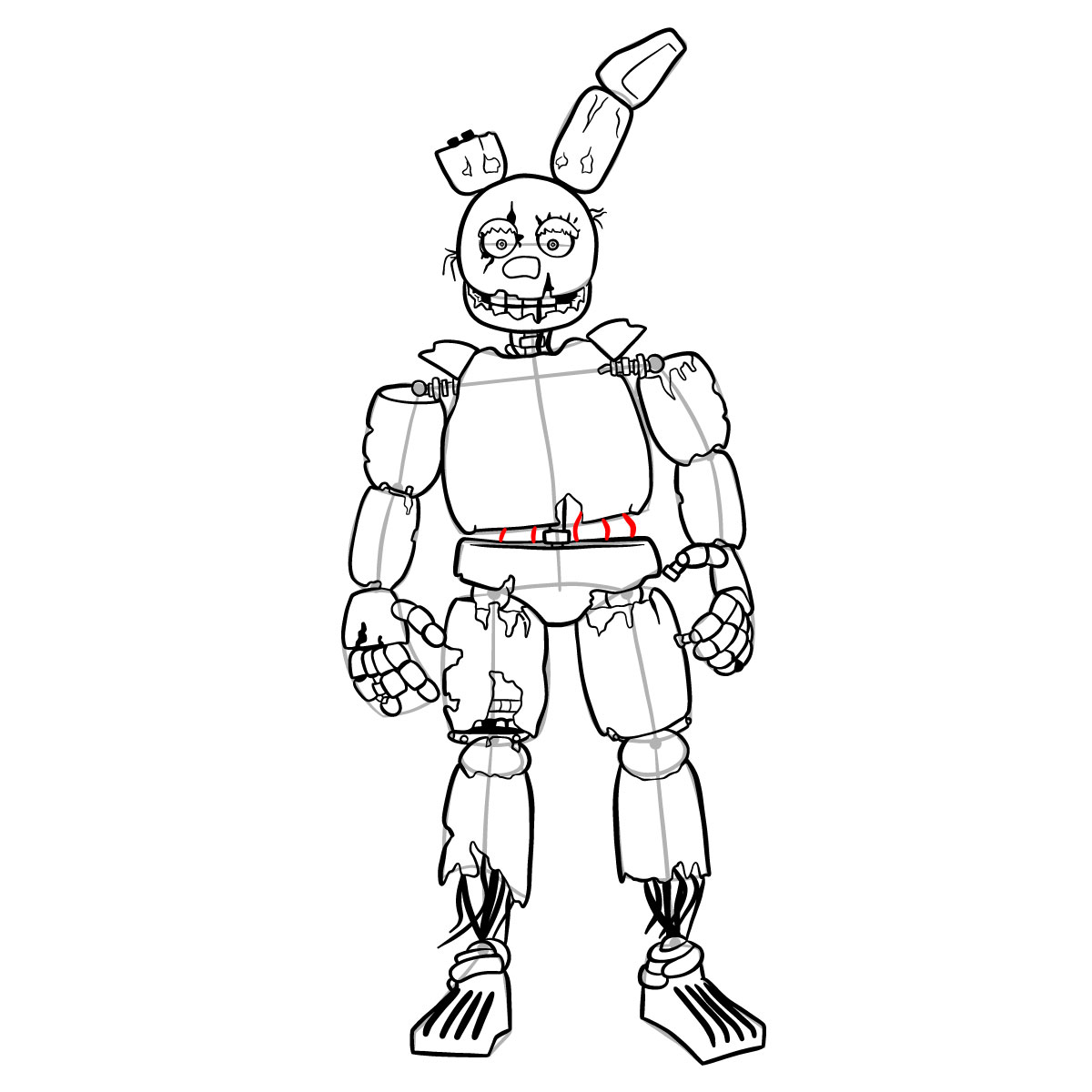 How to draw Springtrap from FNAF 3 - step 40