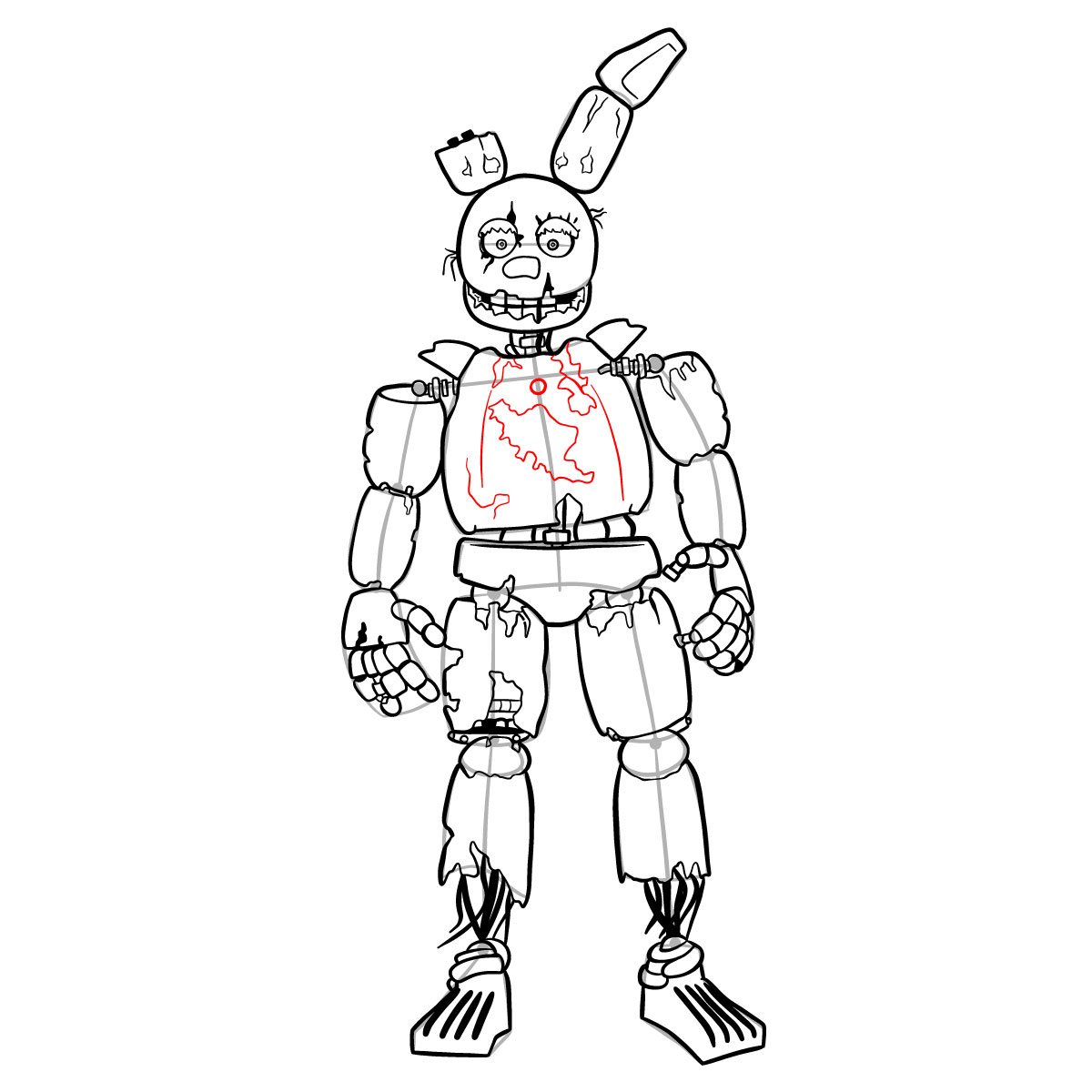 How to draw Springtrap from FNAF 3 - step 41