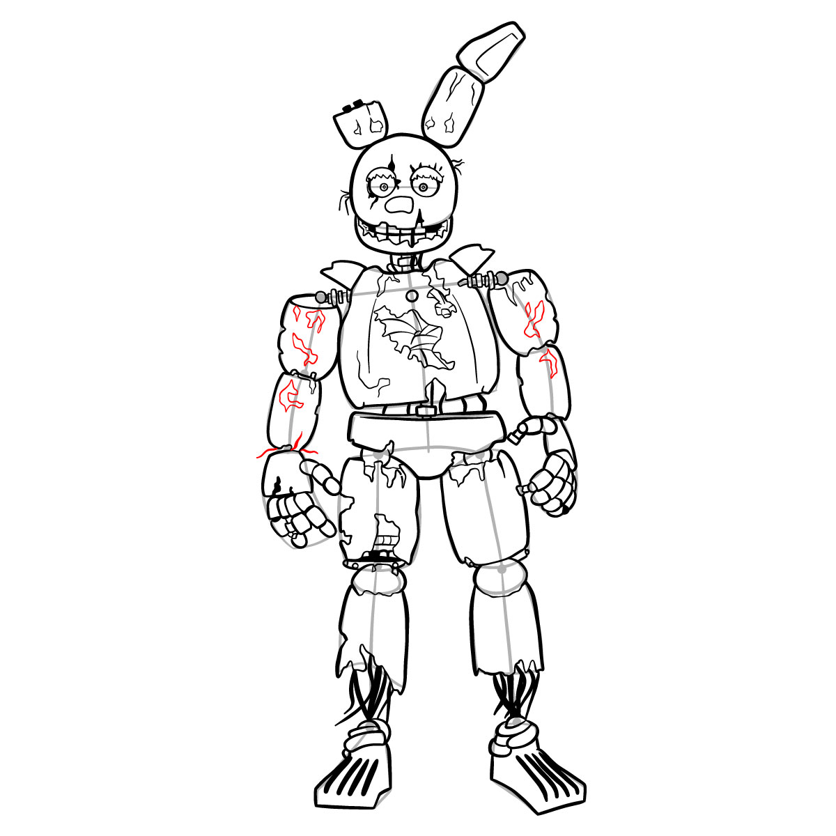 How to draw Springtrap from FNAF 3 - step 43