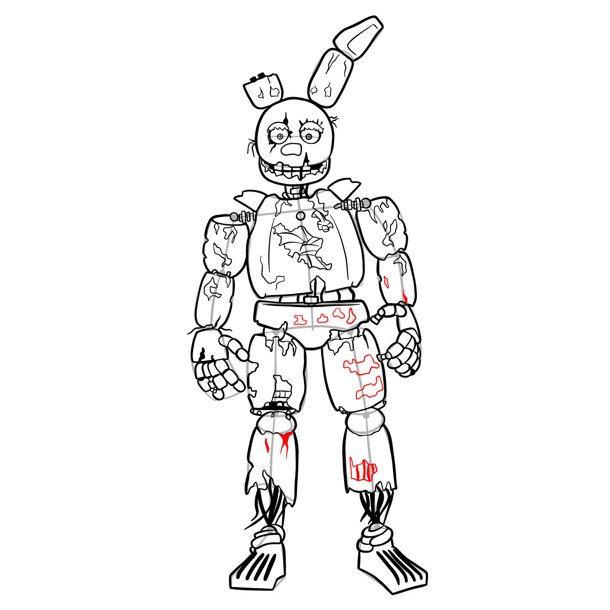 How to draw Springtrap from FNAF 3 - step 44
