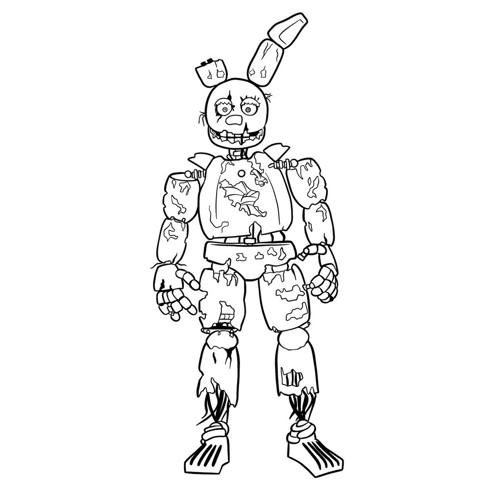 How to draw Springtrap from FNAF 3