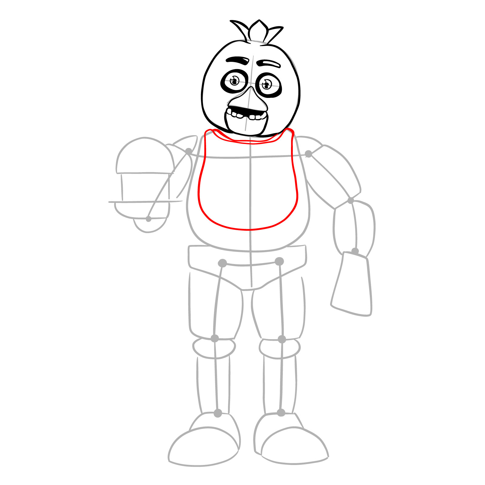 How to draw Chica with a cake (FNaF) - step 11