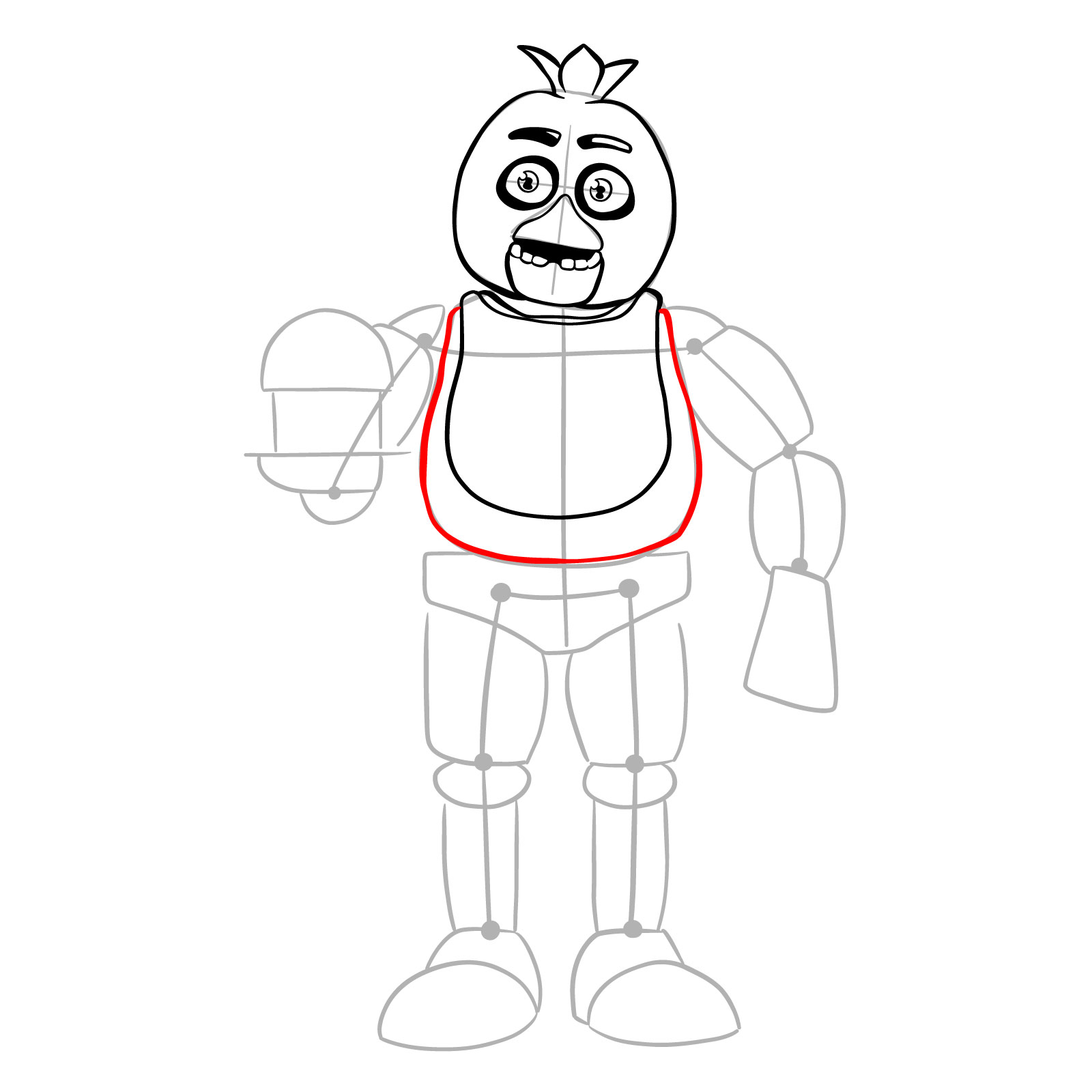 How to draw Chica with a cake (FNaF) - step 12