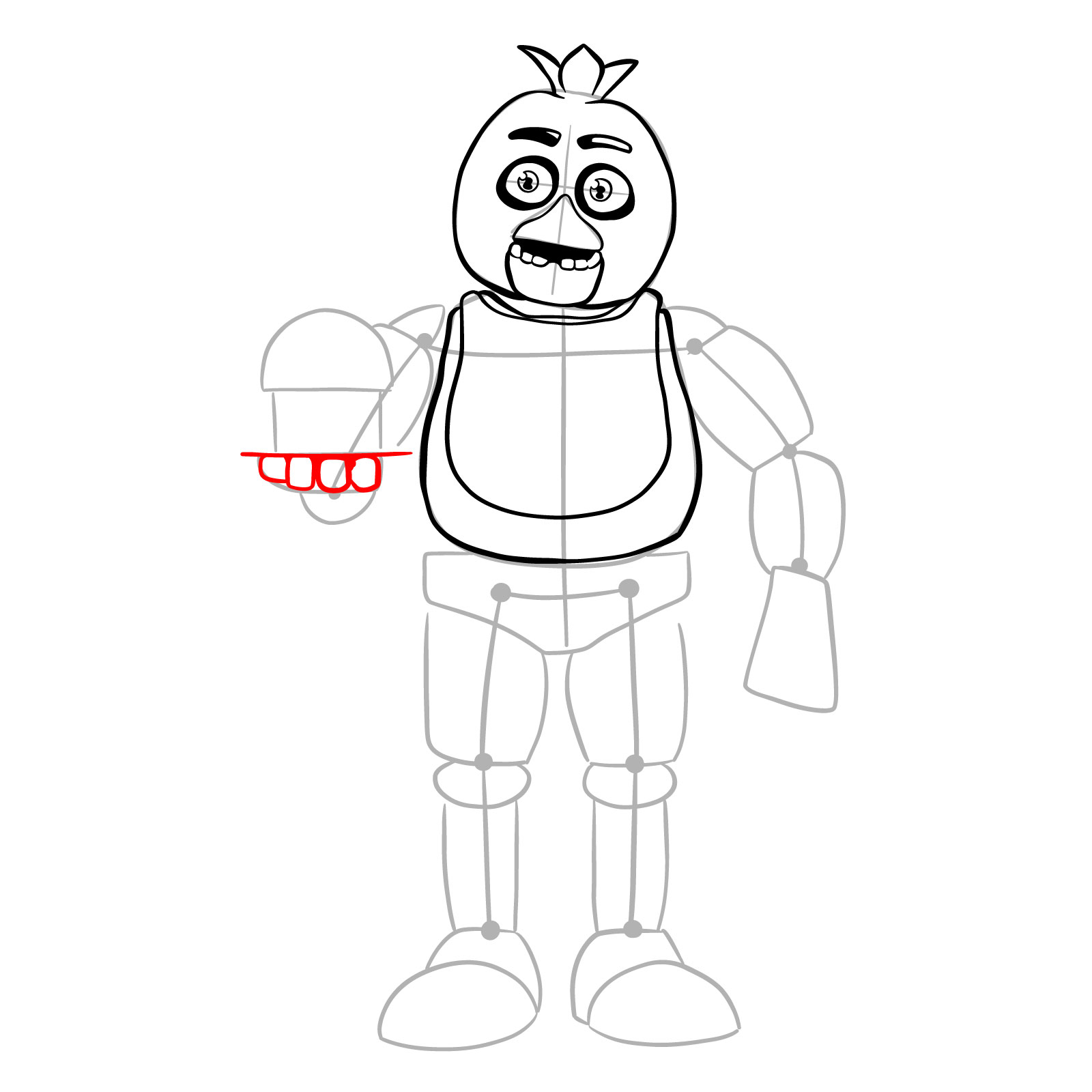 How to draw Chica with a cake (FNaF) - step 13