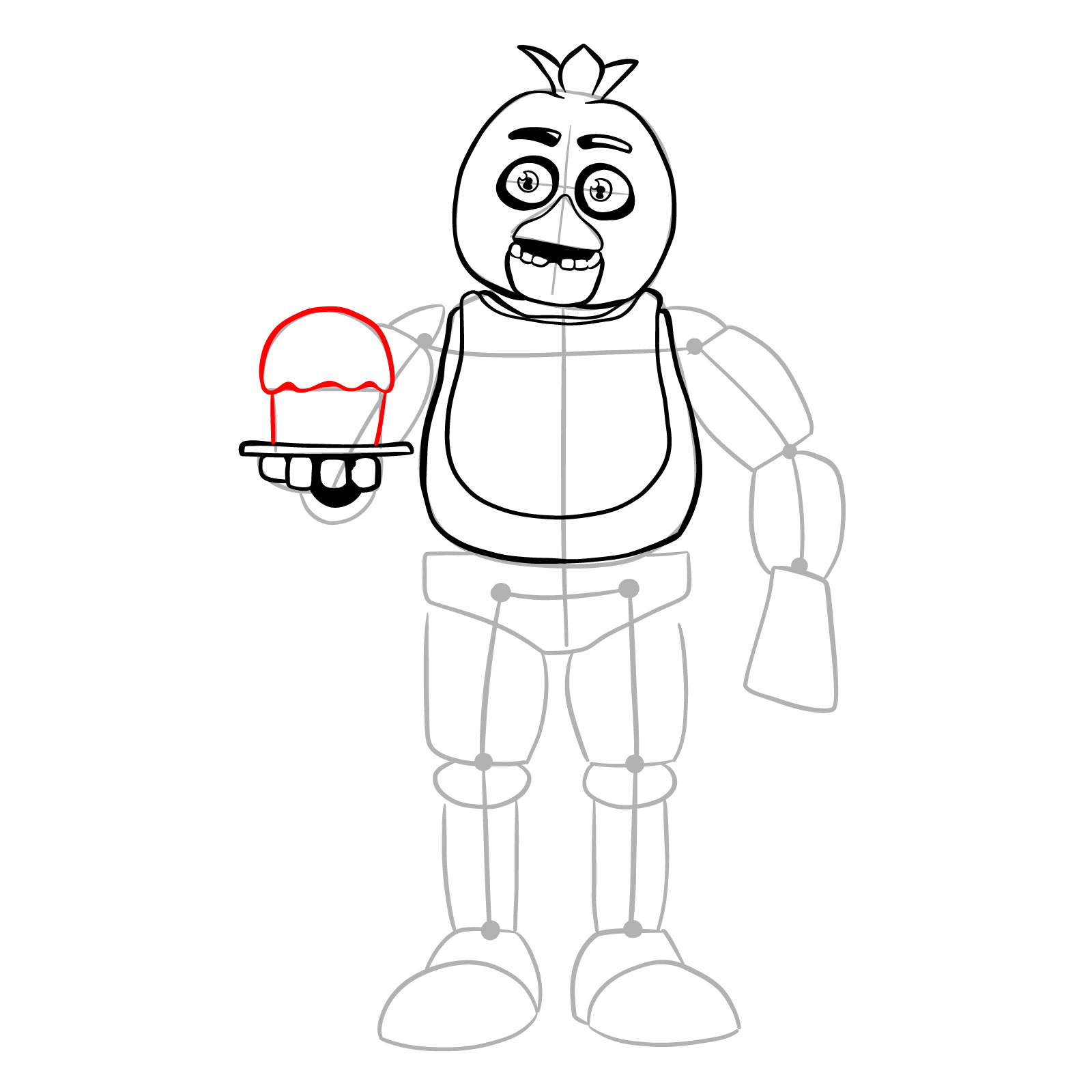 How to draw Chica with a cake (FNaF) - step 15