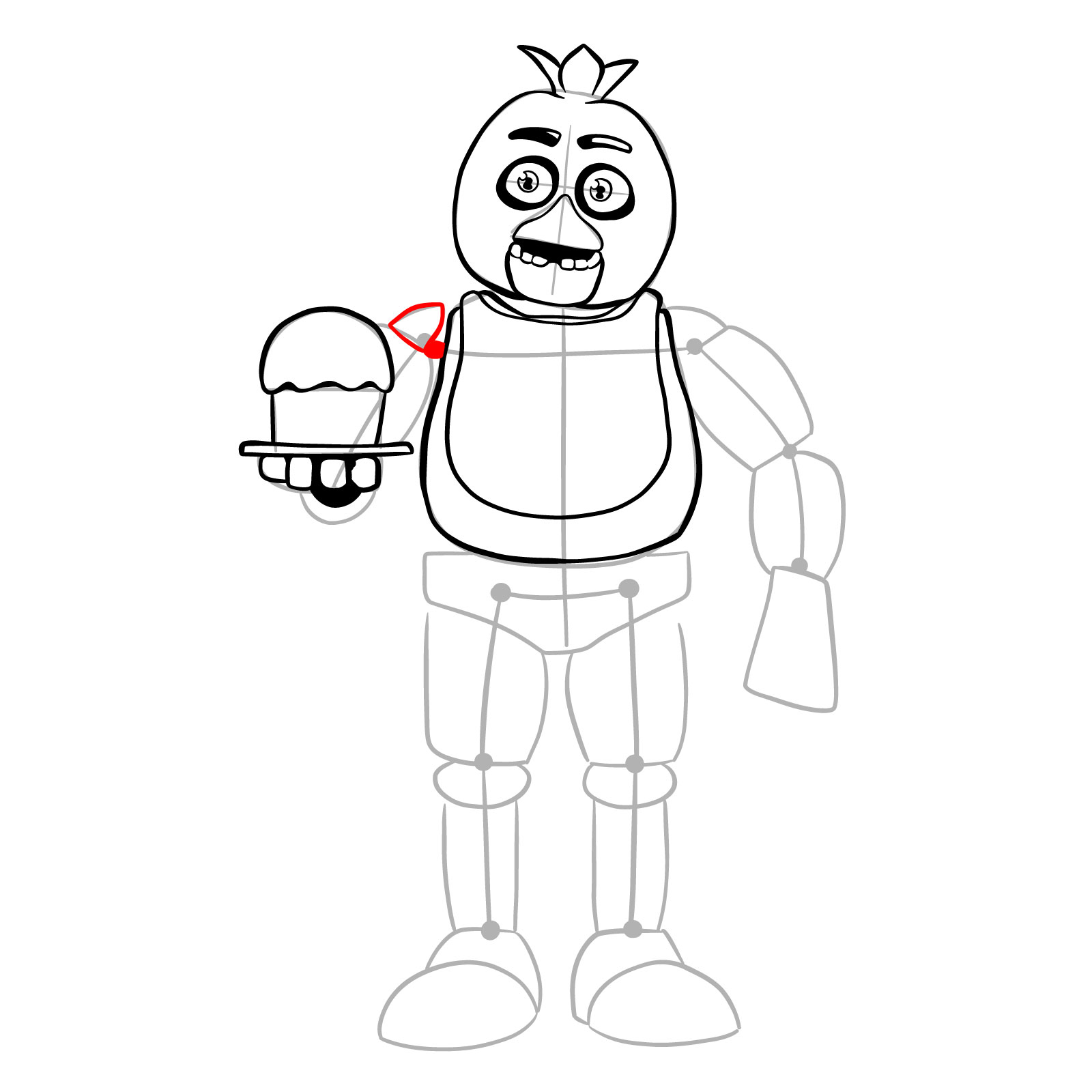 How to draw Chica with a cake (FNaF) - step 16