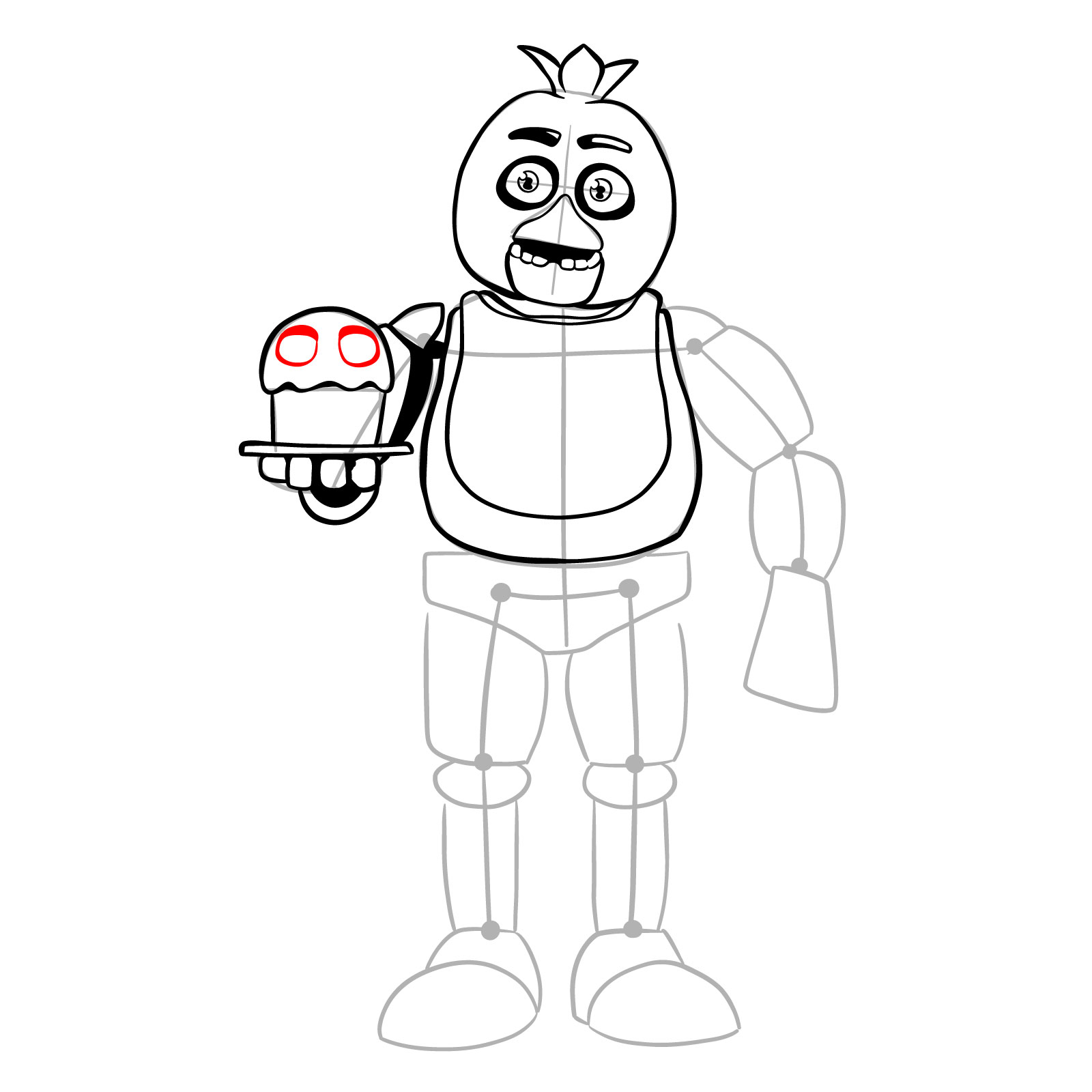 How to draw Chica with a cake (FNaF) - step 18