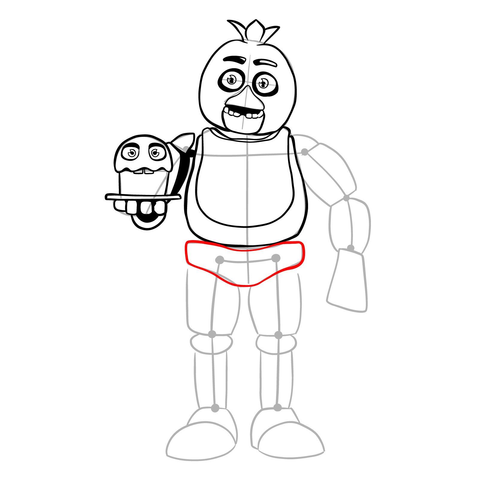 How to draw Chica with a cake (FNaF) - step 20