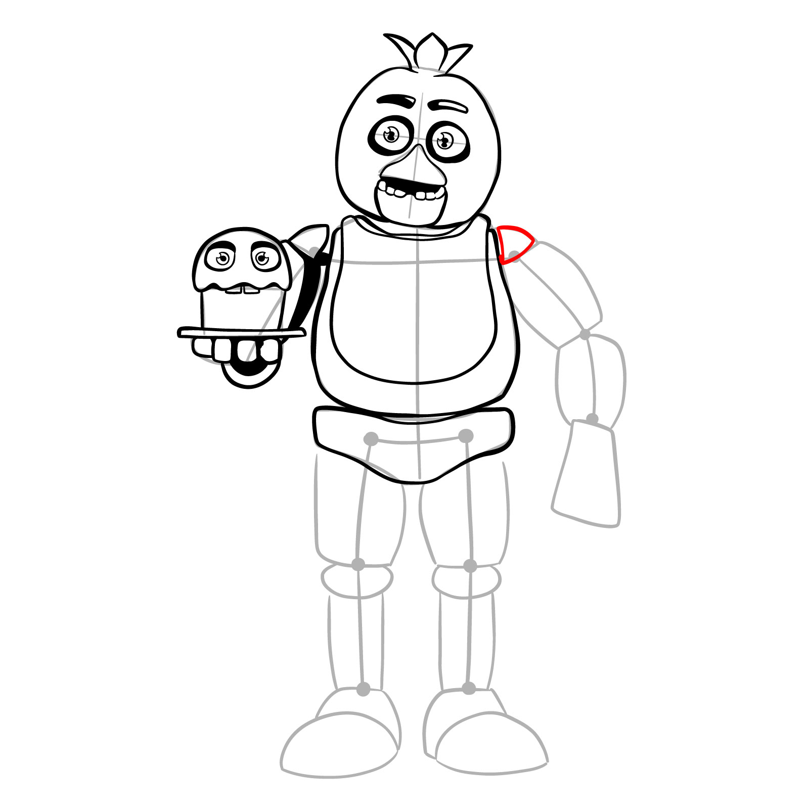 How to draw Chica with a cake (FNaF) - step 21