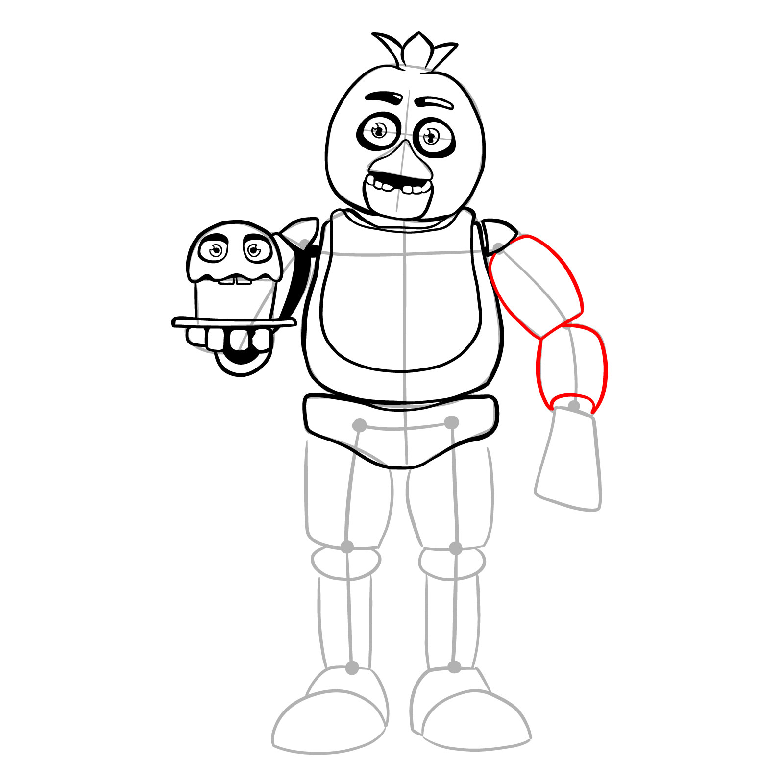 How to draw Chica with a cake (FNaF) - step 22