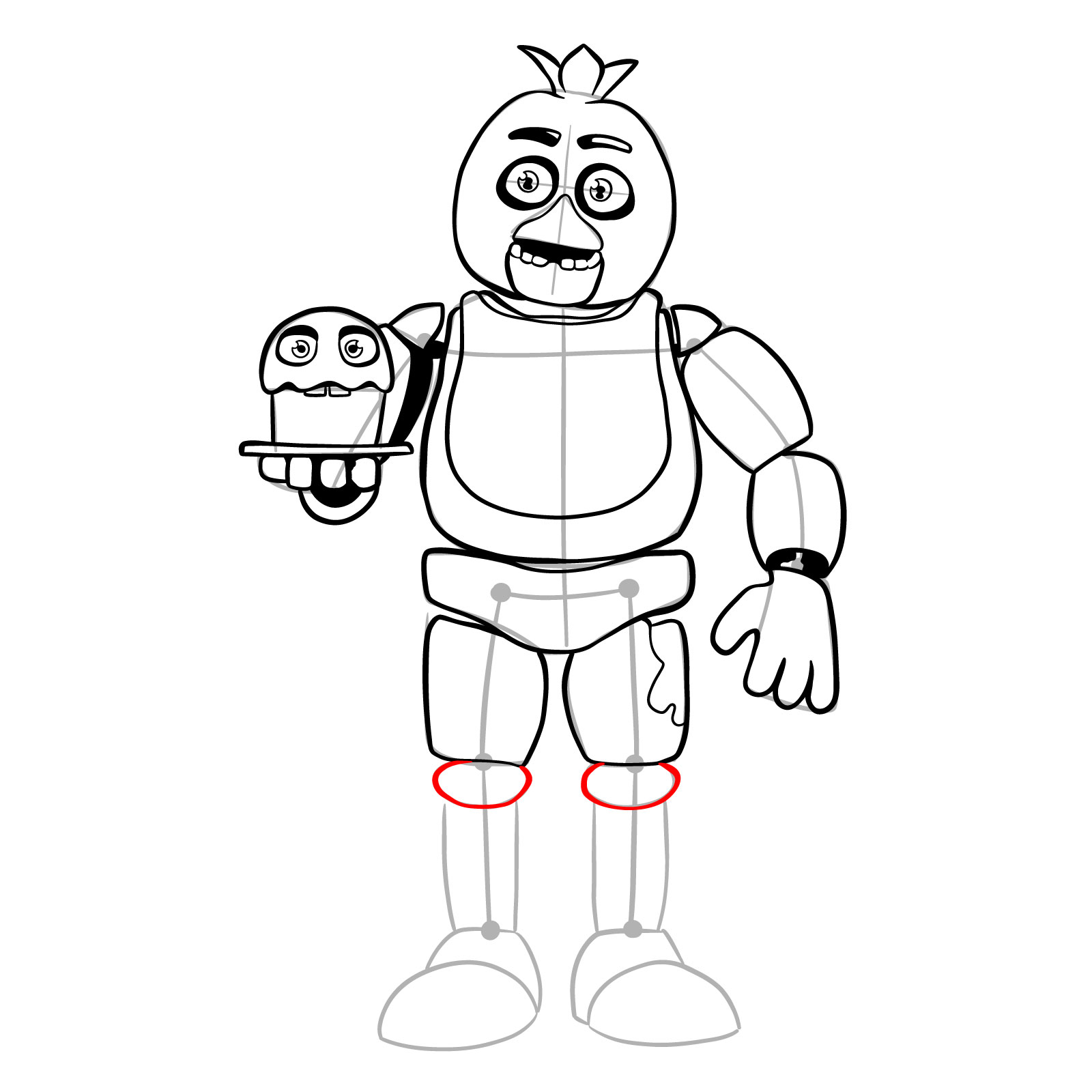 How to draw Chica with a cake (FNaF) - step 26