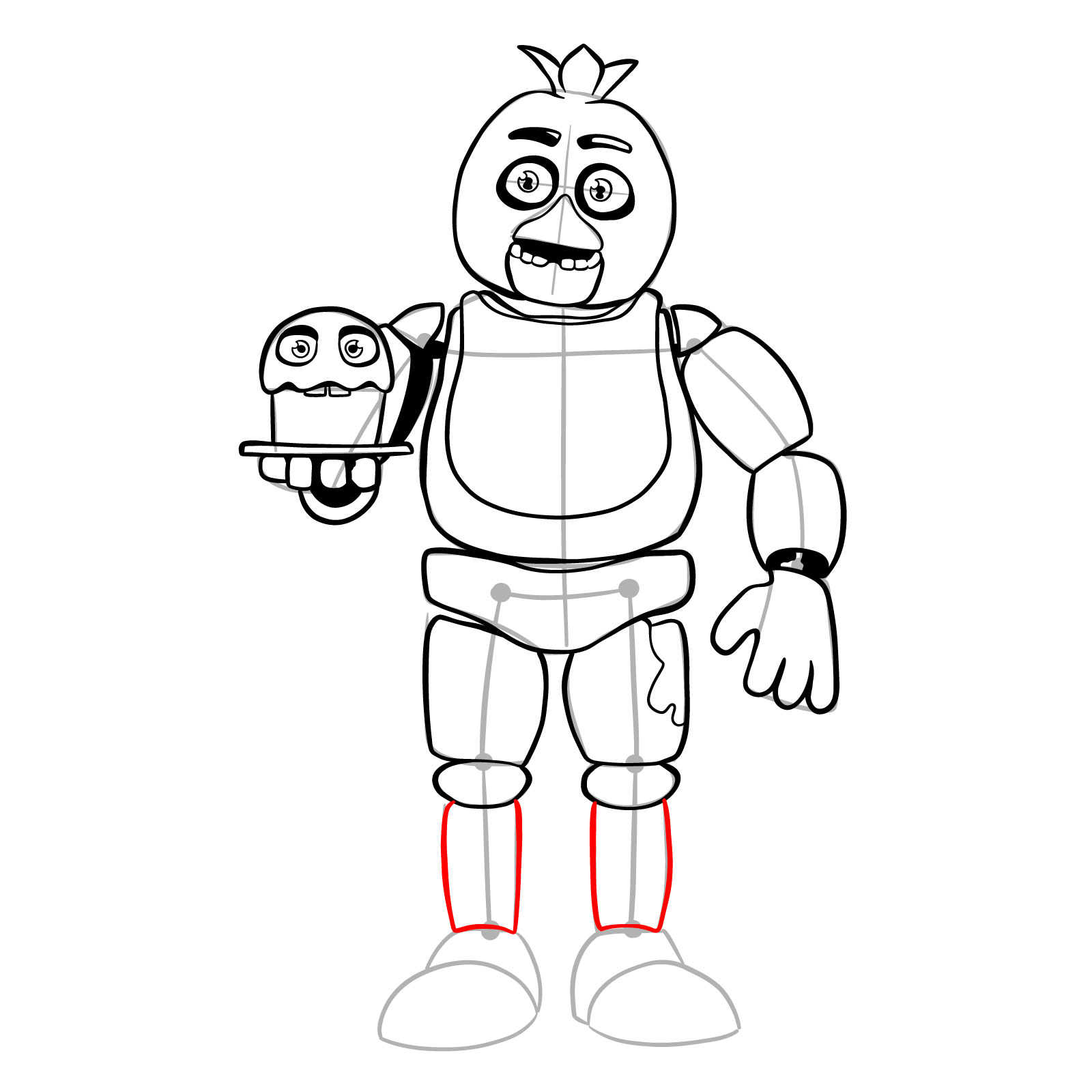 How to draw Chica with a cake (FNaF) - step 27