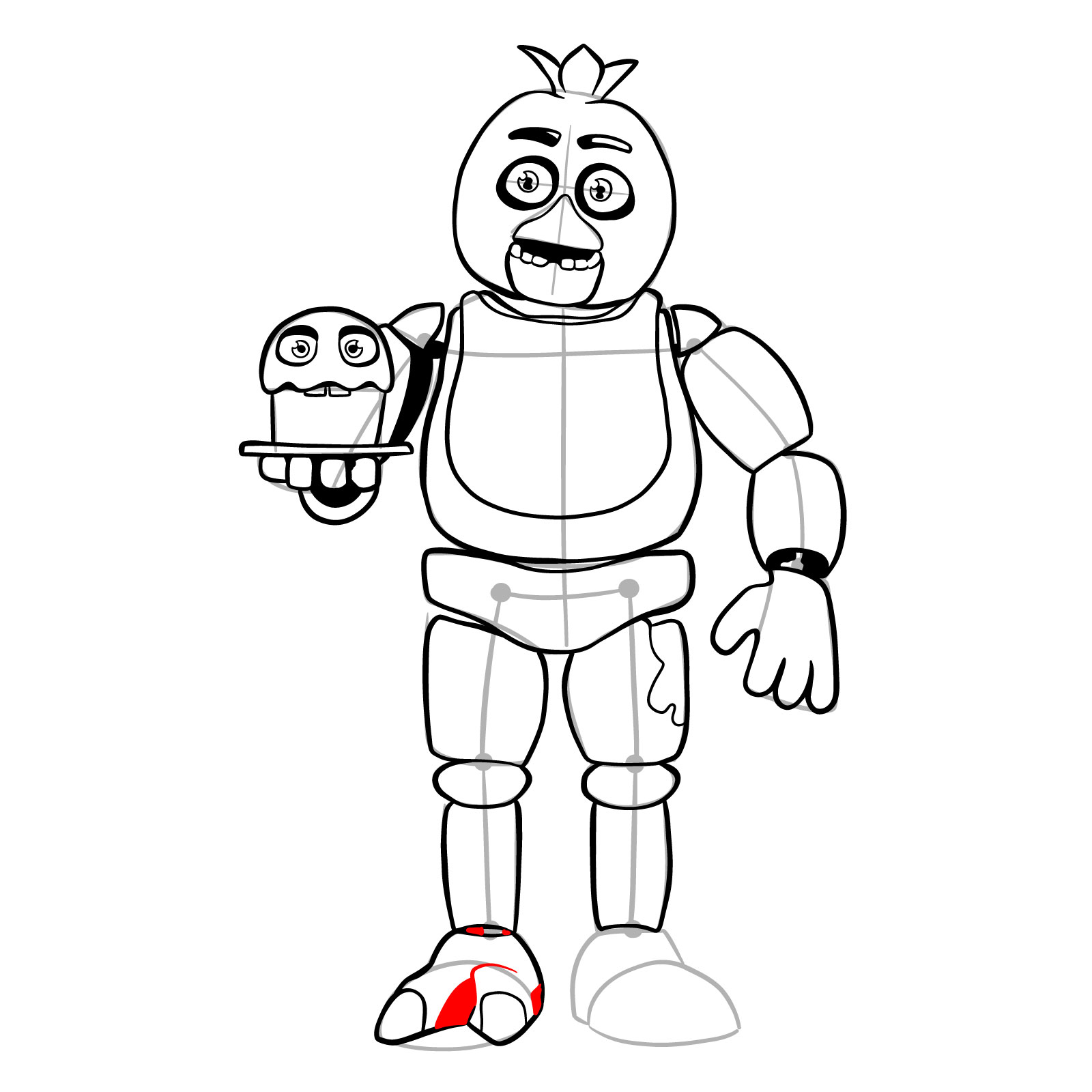 How to draw Chica with a cake (FNaF) - step 30