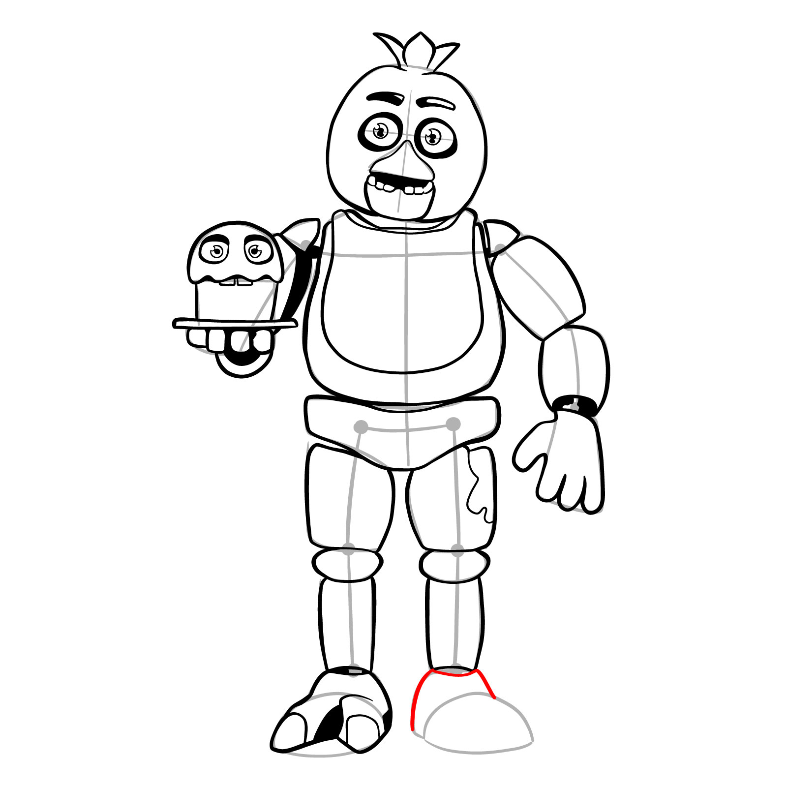 How to draw Chica with a cake (FNaF) - step 31