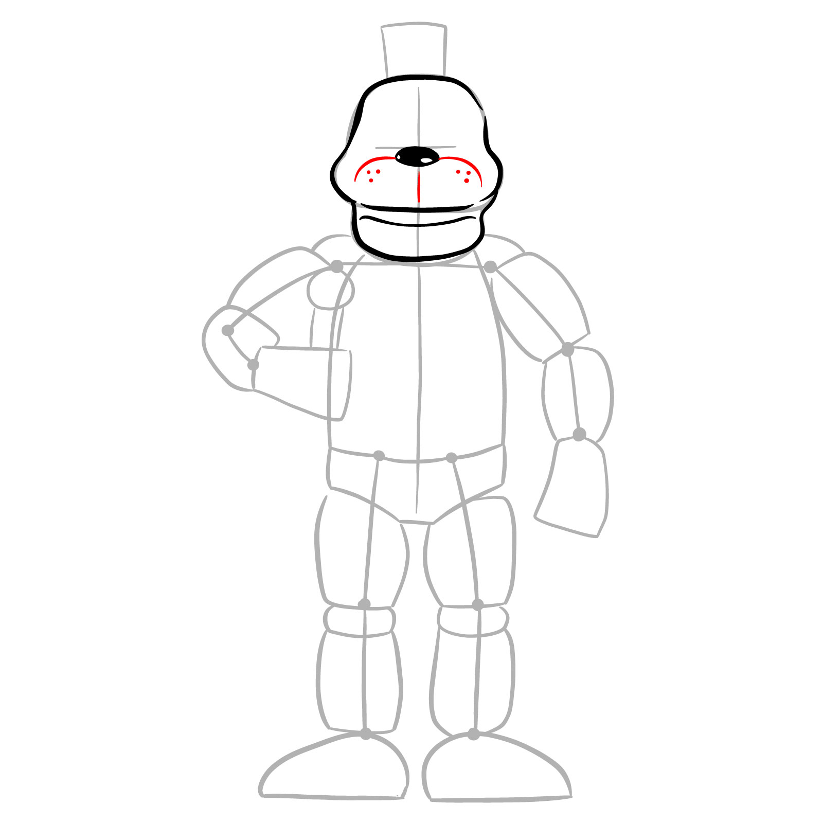 How to draw Freddy Fazbear (FNaF) - step 08