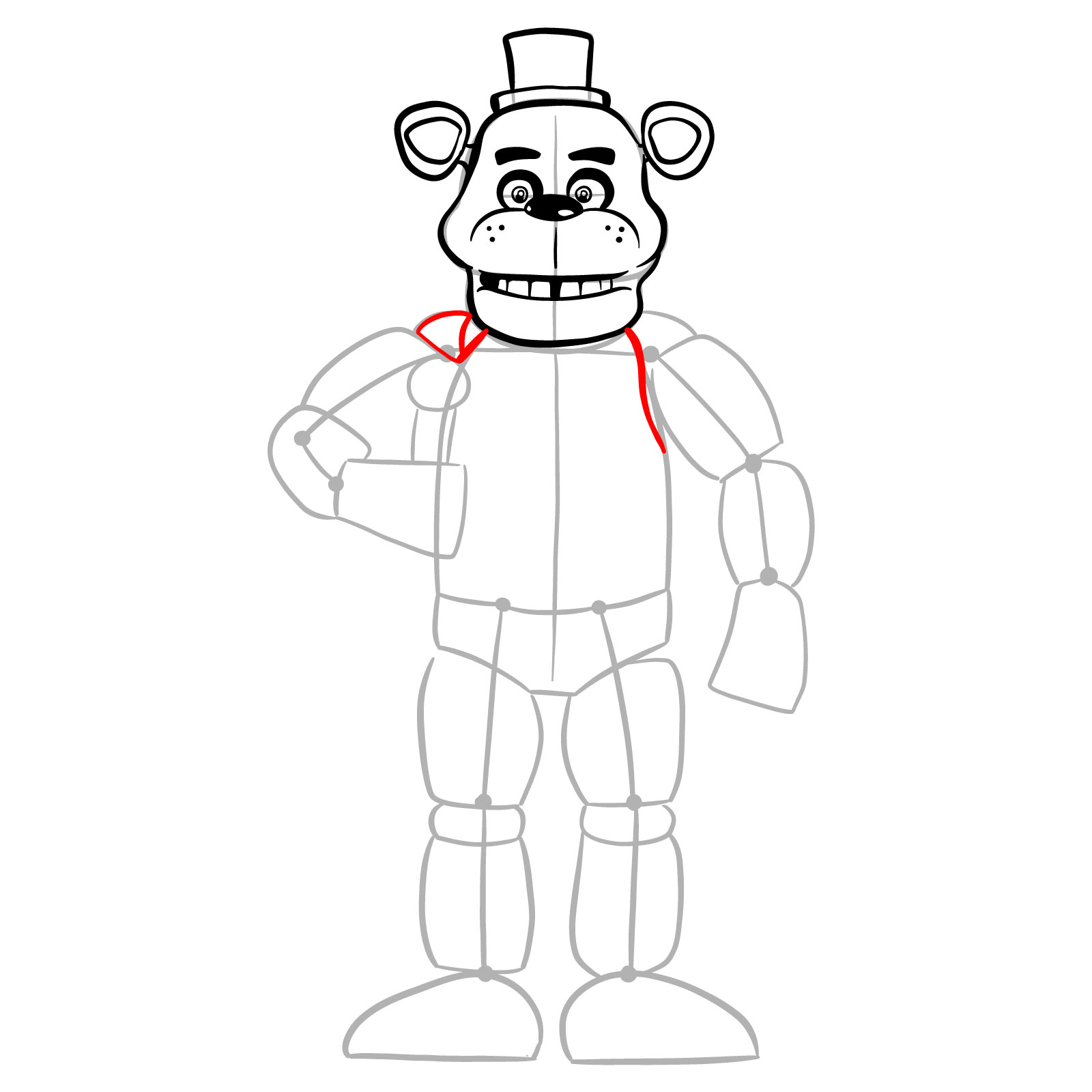 How to draw Withered Freddy (FNaF) - SketchOk