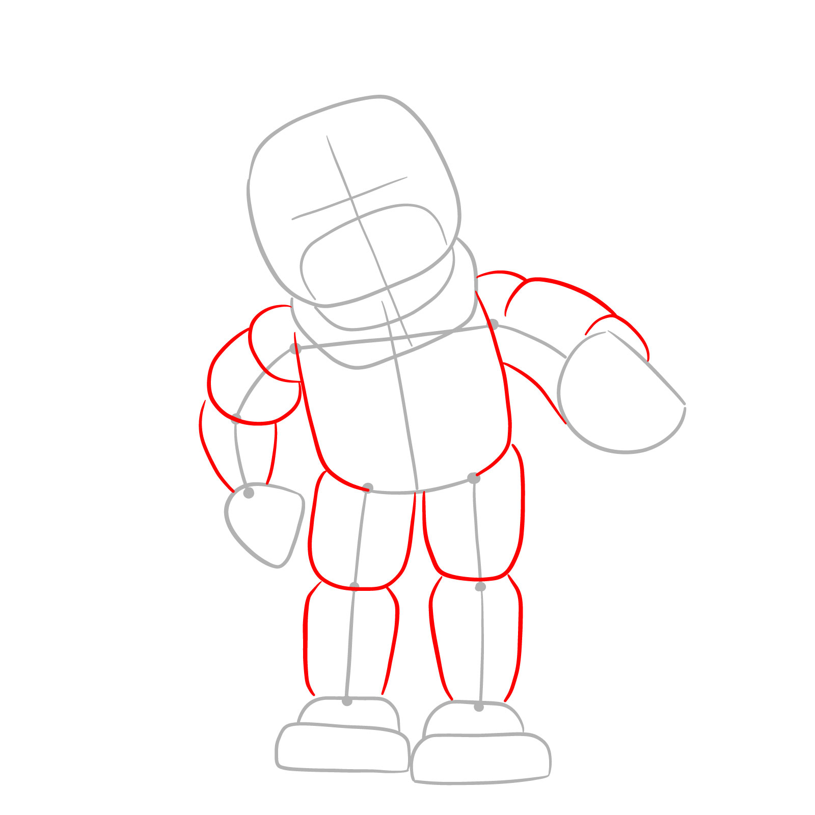 How to draw Withered Freddy (FNaF) - step 03