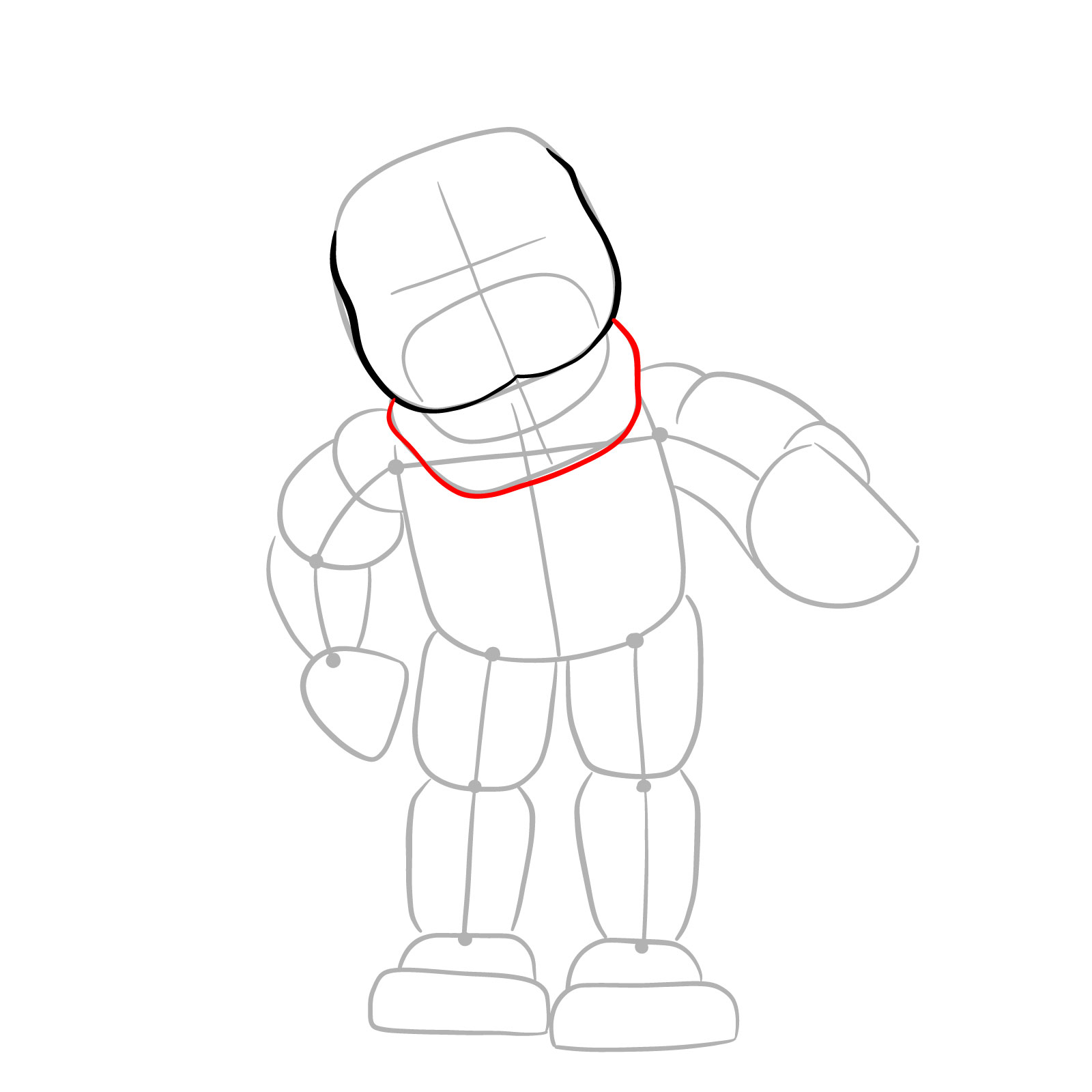 How to draw Withered Freddy (FNaF) - step 05