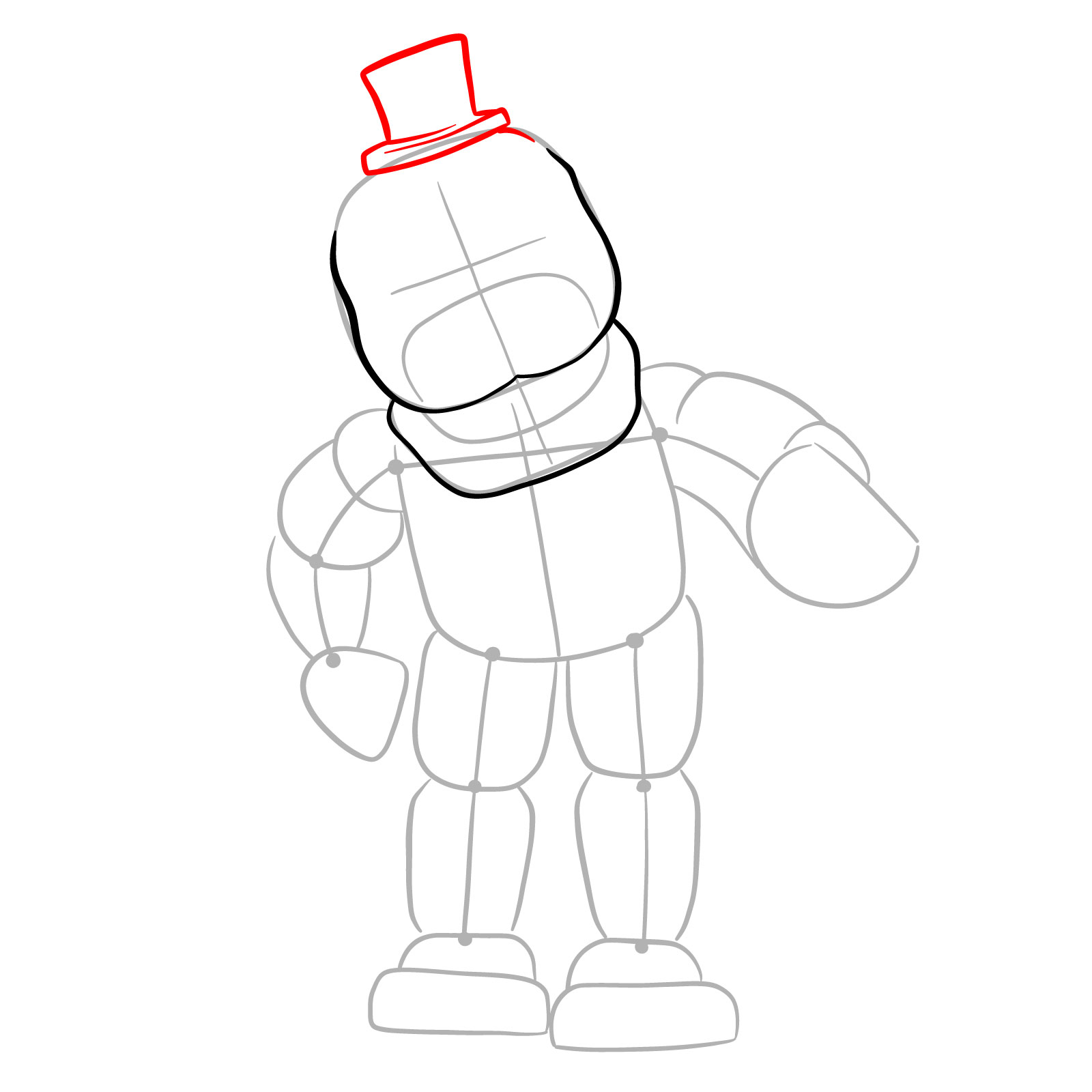 How to draw Withered Freddy (FNaF) - step 06