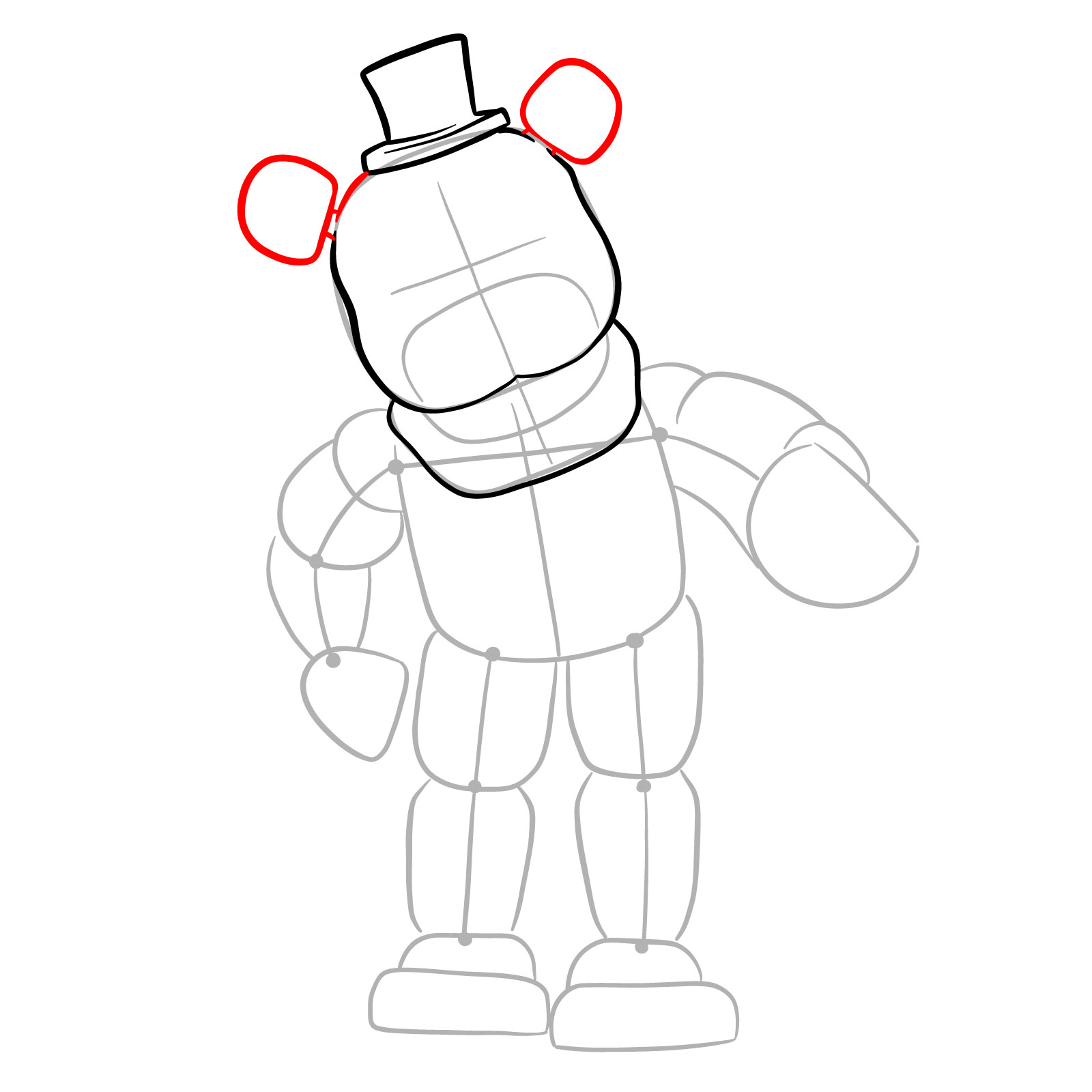 How to draw Withered Freddy (FNaF) - step 07