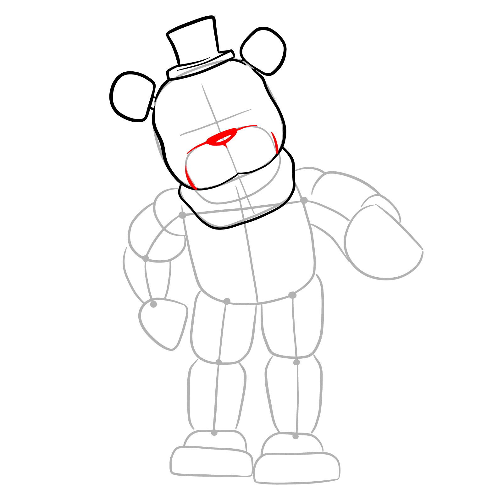 How to draw Withered Freddy (FNaF) - step 08