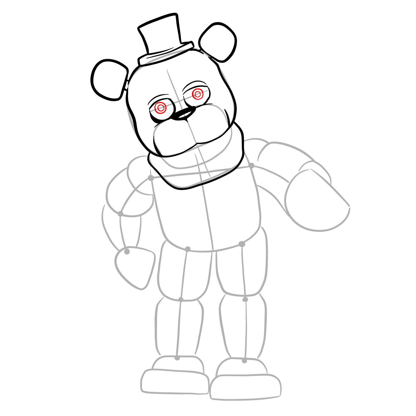 How to draw Withered Freddy (FNaF) - step 10