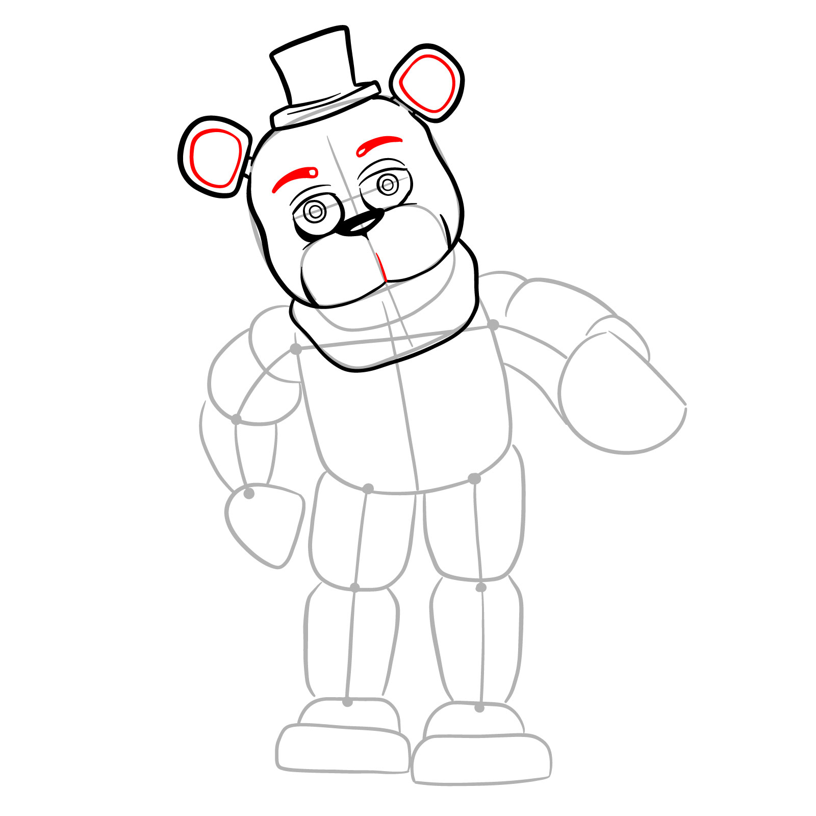 How to draw Withered Freddy (FNaF) - step 11