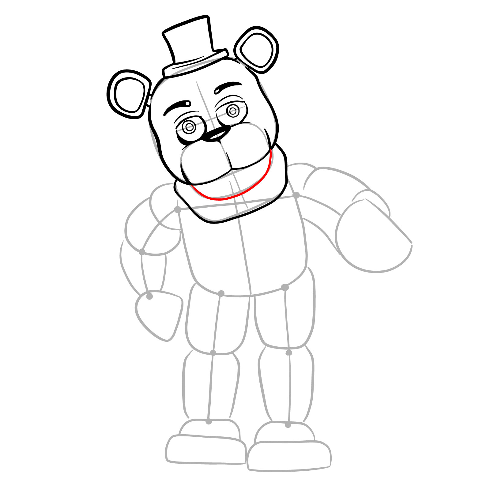 How to draw Withered Freddy (FNaF) - step 12