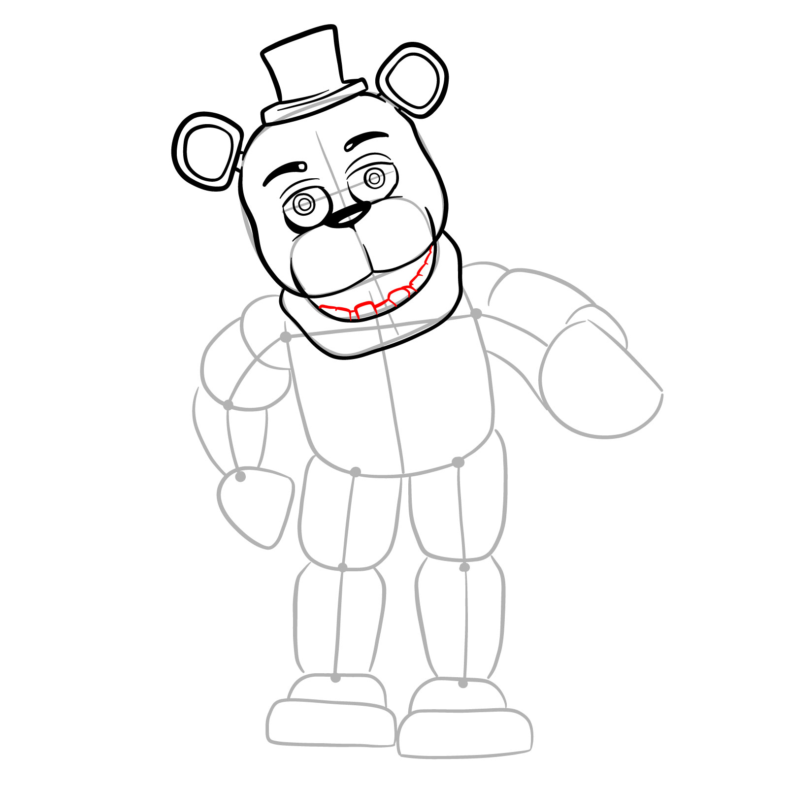 How to draw Withered Freddy (FNaF) - step 13