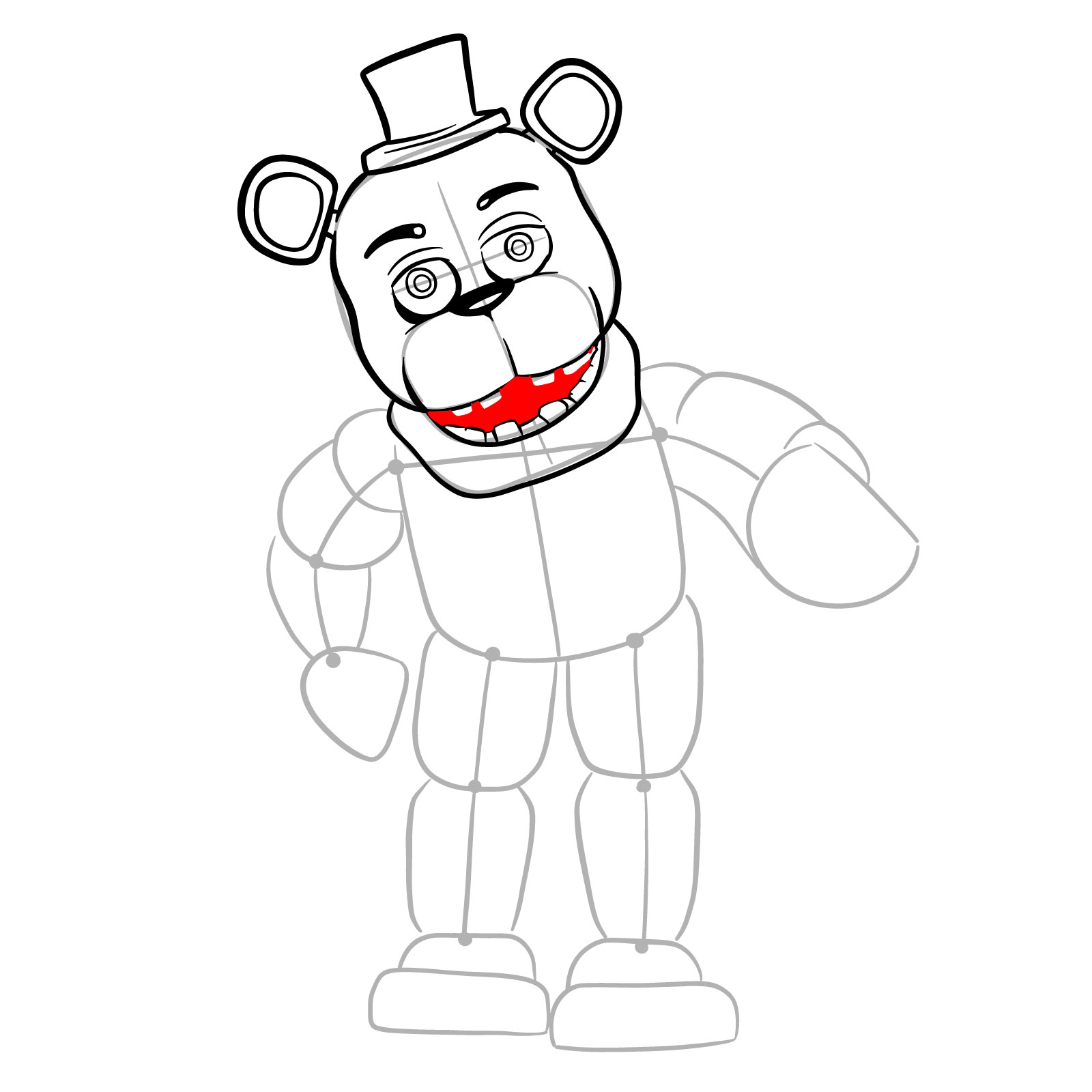 How to draw Withered Freddy (FNaF) - step 14